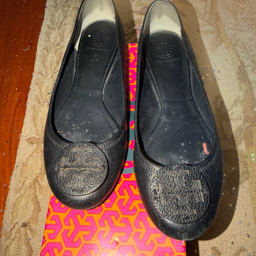 Tory Burch Black Logo Flats size 10.5